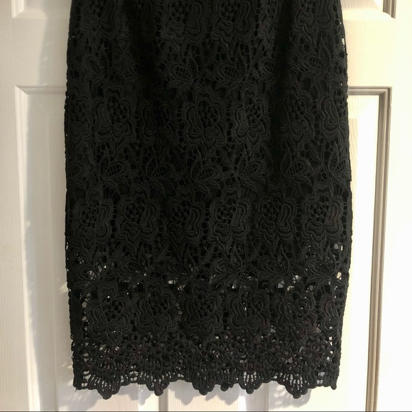 GIRLS ON FILM, Women’s Black Embroided Pencil Skirt, Size 8/S, Midi, Lace Detail - Picture 3 of 9